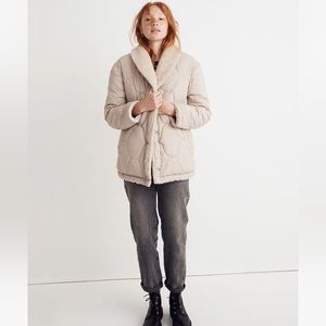 Madewell reversible quilted faux-shearling jacket. Size Small.